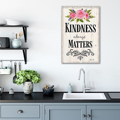 COURTSIDE MARKET Kindness Pink Floral Canvas Wall Art