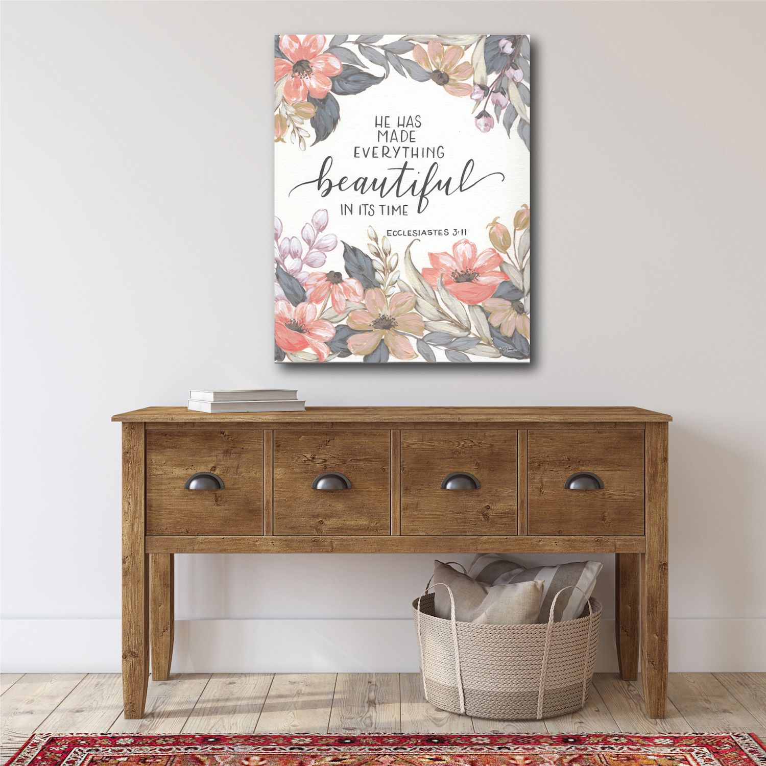 Targa Decorativa In Metallo Con Scritta He Has Made Everything Beautiful E Farfalla, 30x20 Cm