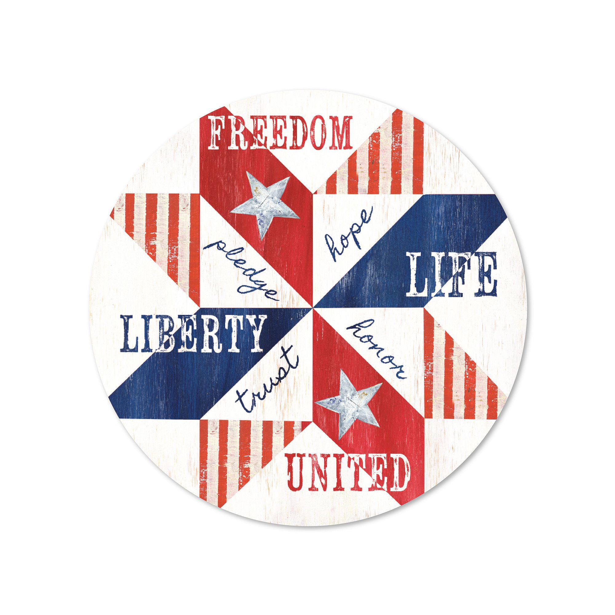 Courtside Market Patriotic Circular Board Wall Art, Multi