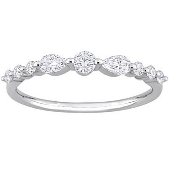 Stella Grace Sterling Silver Lab-Created Moissanite Semi-Eternity Ring