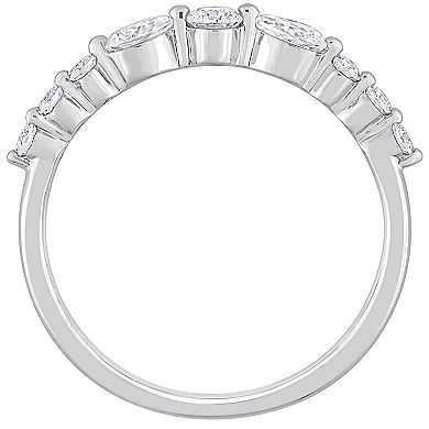 Stella Grace Sterling Silver Lab-Created Moissanite Semi-Eternity Ring