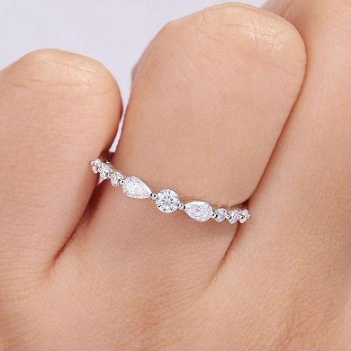 Stella Grace Sterling Silver Lab-Created Moissanite Semi-Eternity Ring