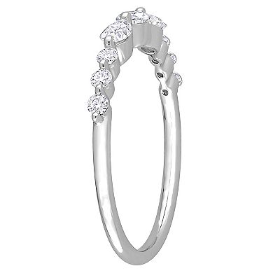 Stella Grace Sterling Silver Lab-Created Moissanite Semi-Eternity Ring