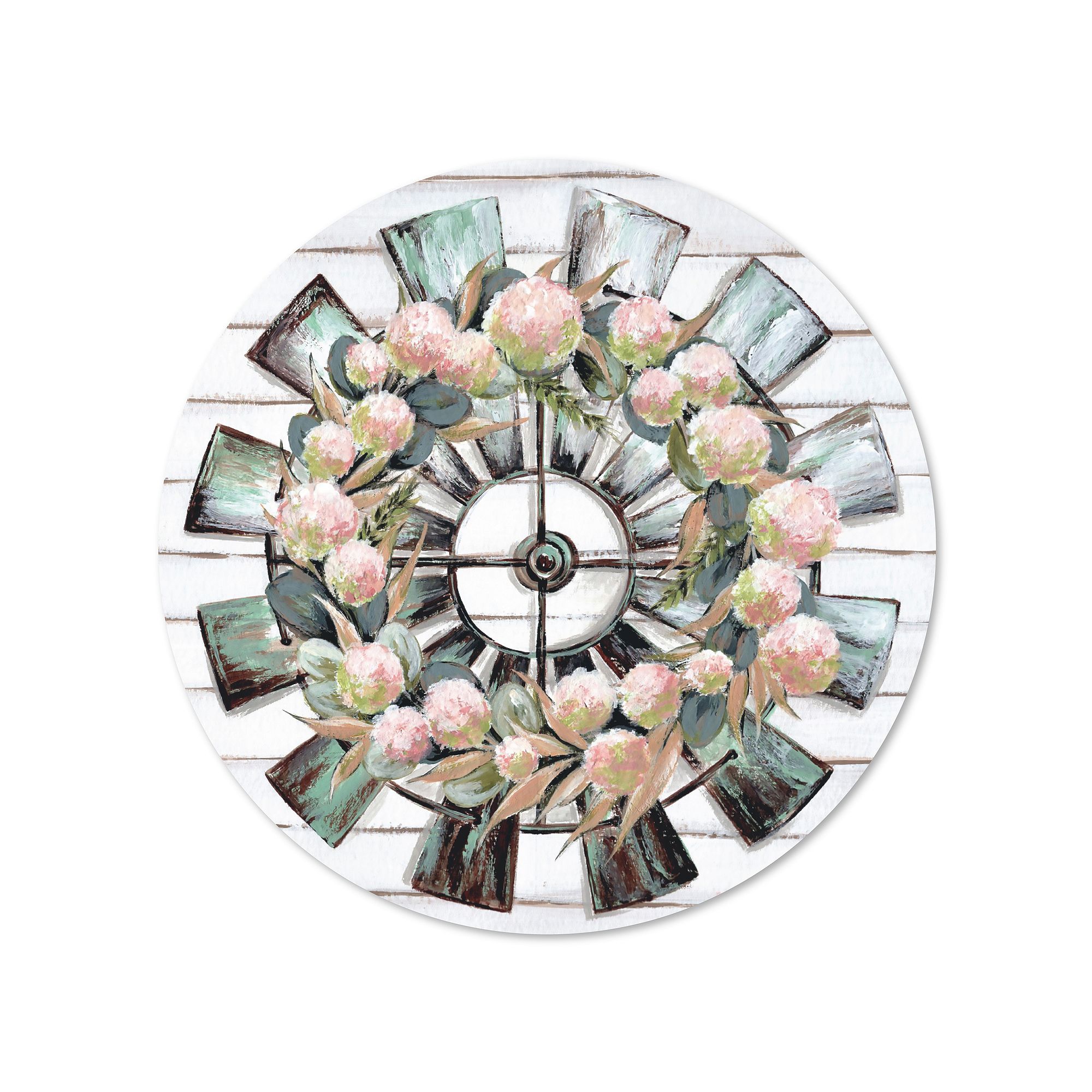 Courtside Market Farmhouse Florals Circular Board Wall Art, Multi