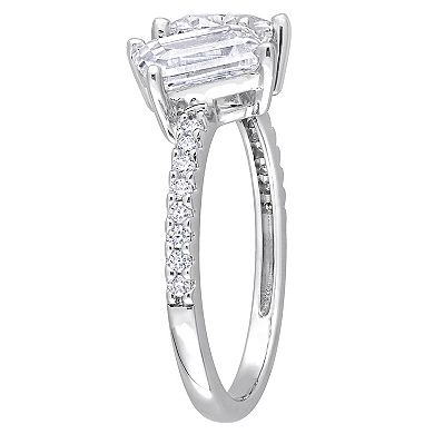 Stella Grace Sterling Silver Lab-Created Moissanite Octagon Heart Two-Stone Ring