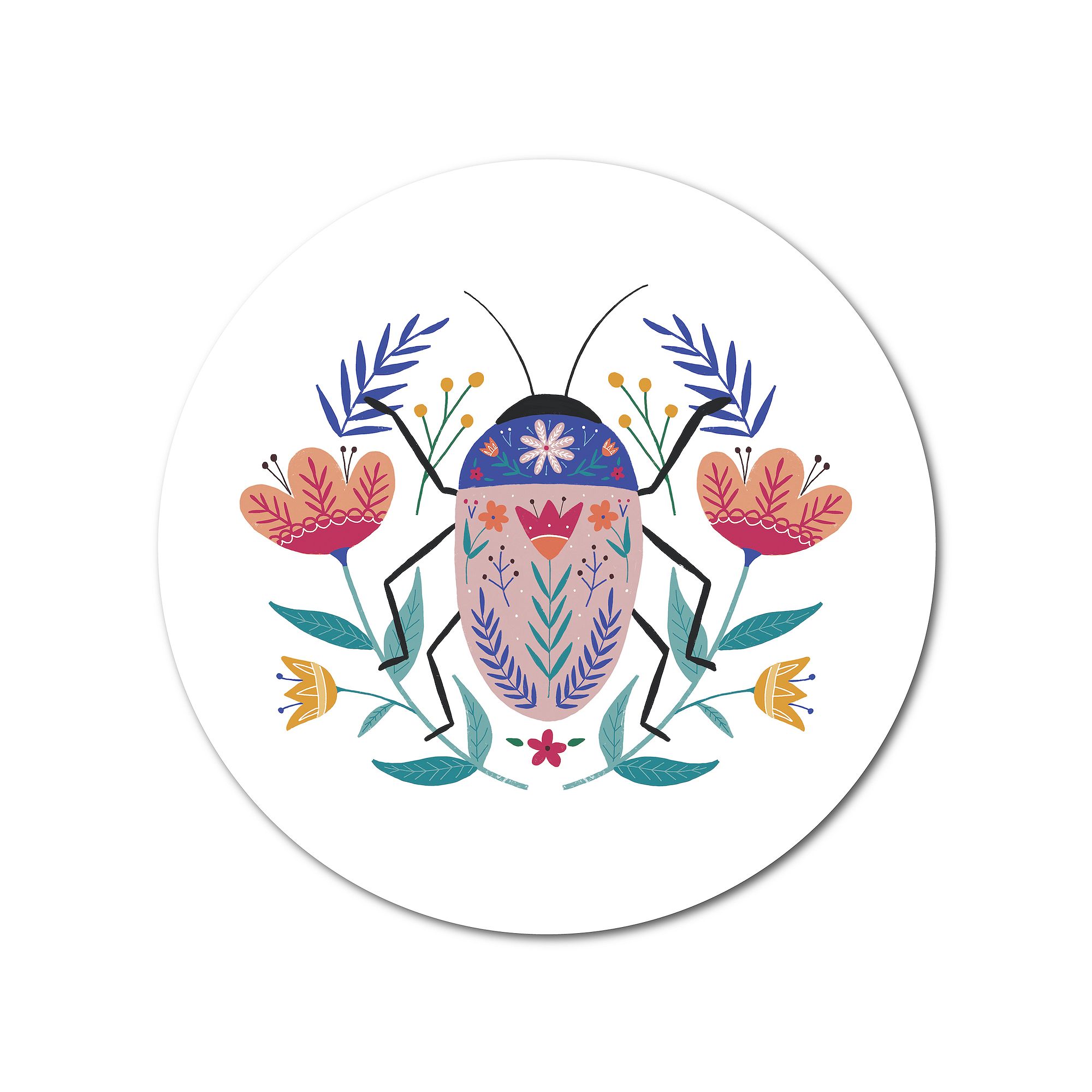 Courtside Market Folk Art Beetle Circular Board Wall Art, Multi