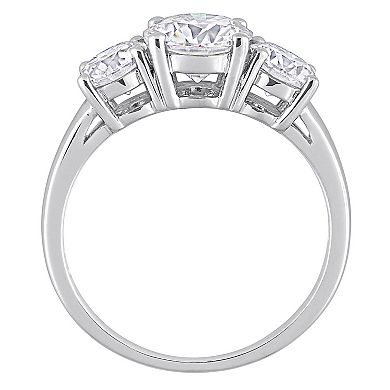 Stella Grace Sterling Silver Lab-Created Moissanite Three-Stone Engagement Ring