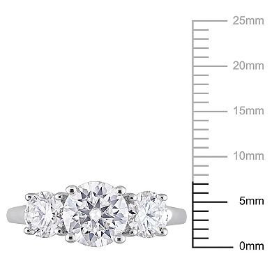 Stella Grace Sterling Silver Lab-Created Moissanite Three-Stone Engagement Ring