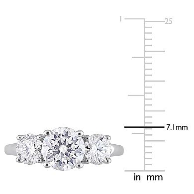 Stella Grace Sterling Silver Lab-Created Moissanite Three-Stone Engagement Ring