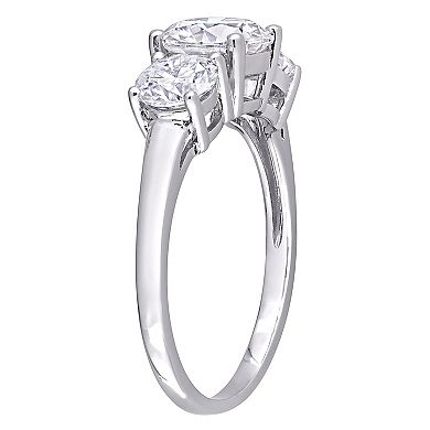 Stella Grace Sterling Silver Lab-Created Moissanite Three-Stone Engagement Ring