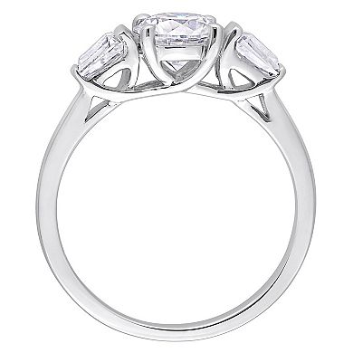 Stella Grace Sterling Silver Lab-Created Moissanite 3-Stone Ring