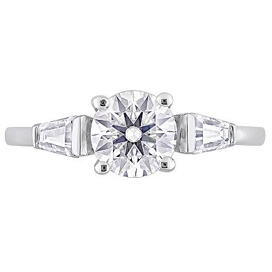 Stella Grace Sterling Silver Lab-Created Moissanite 3-Stone Ring