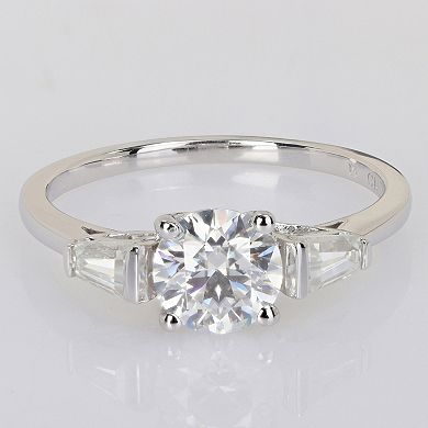 Stella Grace Sterling Silver Lab-Created Moissanite 3-Stone Ring