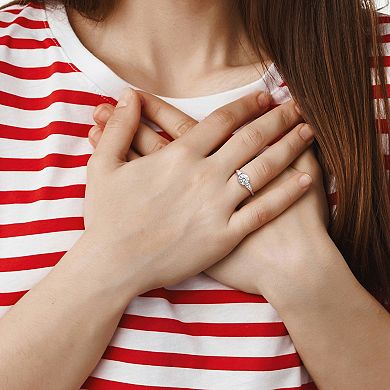 Stella Grace Sterling Silver Lab-Created Moissanite 3-Stone Ring