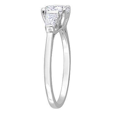 Stella Grace Sterling Silver Lab-Created Moissanite 3-Stone Ring