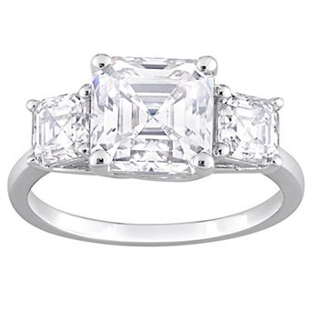 Stella Grace Sterling Silver Lab-Created Moissanite 3-Stone Ring