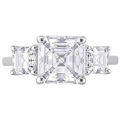 Stella Grace Sterling Silver Lab-Created Moissanite 3-Stone Ring