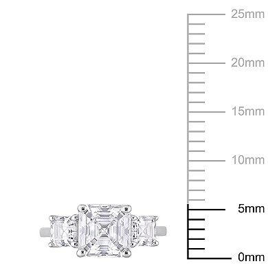 Stella Grace Sterling Silver Lab-Created Moissanite 3-Stone Ring