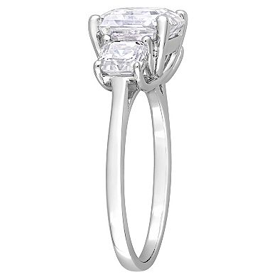 Stella Grace Sterling Silver Lab-Created Moissanite 3-Stone Ring