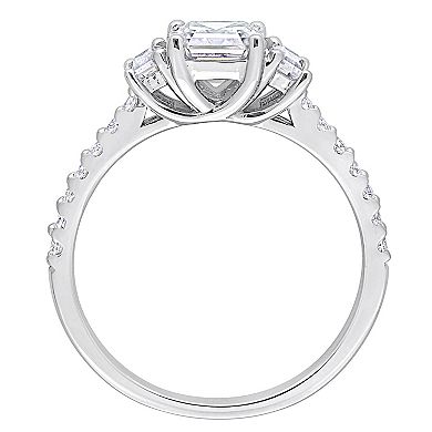 Stella Grace Sterling Silver Lab-Created Moissanite 3-Stone Ring