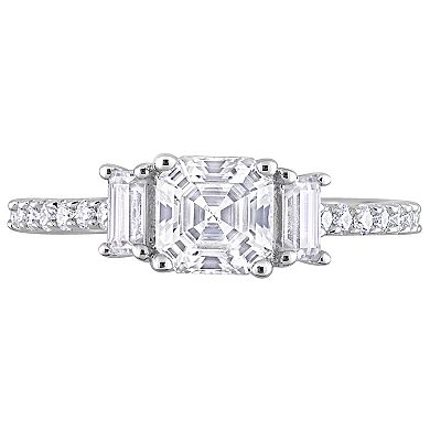 Stella Grace Sterling Silver Lab-Created Moissanite 3-Stone Ring