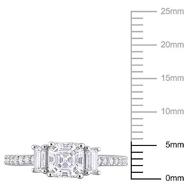 Stella Grace Sterling Silver Lab-Created Moissanite 3-Stone Ring
