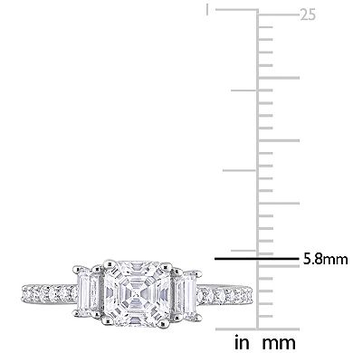 Stella Grace Sterling Silver Lab-Created Moissanite 3-Stone Ring