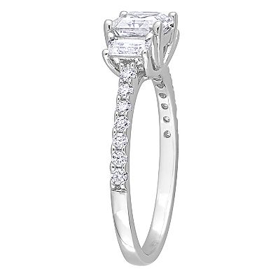 Stella Grace Sterling Silver Lab-Created Moissanite 3-Stone Ring