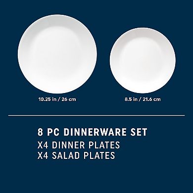 Corelle 8-Pack Shimmering White Plate Set