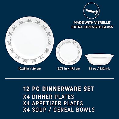 Corelle Winter Snowflake 12-piece Dinnerware Set