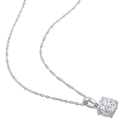 Stella Grace 10k White Gold Lab-Created Moissanite Solitaire Stud Earrings & Pendant Necklace Set