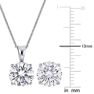 Stella Grace 14k White Gold Lab-Created Moissanite Stud Earrings & Pendant Necklace Set