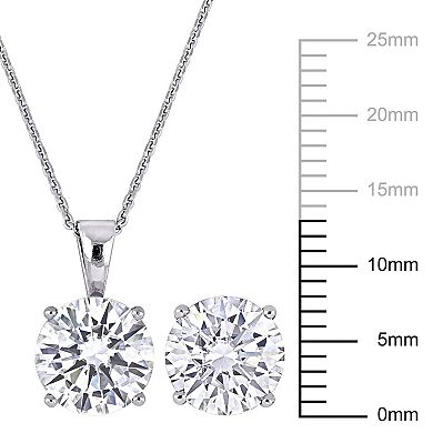Stella Grace 14k White Gold Lab-Created Moissanite Stud Earrings & Pendant Necklace Set