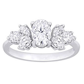 Stella Grace 10k White Gold Lab-Created Moissanite Cluster Engagement Ring