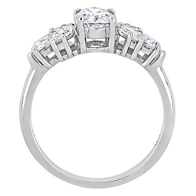Stella Grace 10k White Gold Lab-Created Moissanite Cluster Engagement Ring