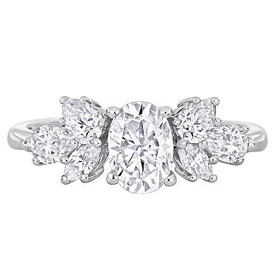 Stella Grace 10k White Gold Lab-Created Moissanite Cluster Engagement Ring