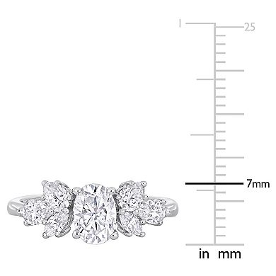 Stella Grace 10k White Gold Lab-Created Moissanite Cluster Engagement Ring