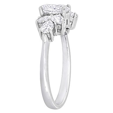 Stella Grace 10k White Gold Lab-Created Moissanite Cluster Engagement Ring