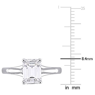 Stella Grace 14k White Gold Emerald Cut Lab-Created Moissanite Solitaire Ring