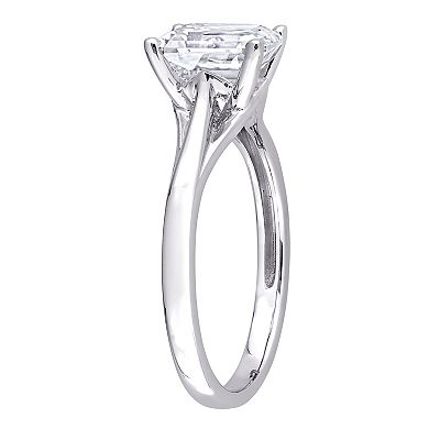 Stella Grace 14k White Gold Emerald Cut Lab-Created Moissanite Solitaire Ring