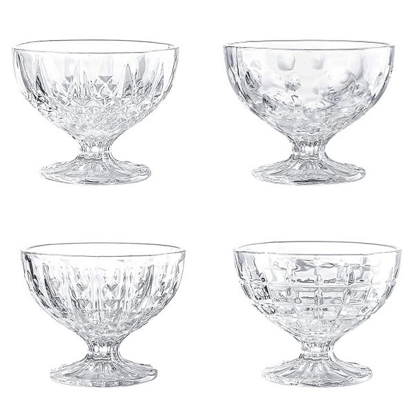 Glass Ice Cream Bowls Vintage Pressed Pattern Glass Dessert Bowls