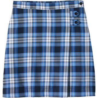 Girls Plus Size 7-16 Lands' End School Uniform Below the Knee Plaid A-Line Skirt