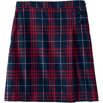 Girls Plus Size 7-16 Lands' End School Uniform Below the Knee Plaid A-Line Skirt