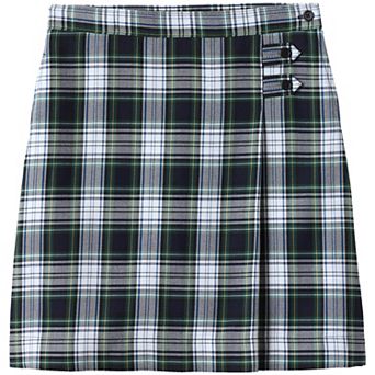 Girls Plus Size 7-16 Lands' End School Uniform Below the Knee Plaid A-Line Skirt