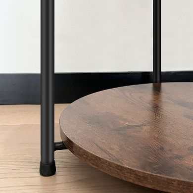 21 inch Tall Black Top End Table with Iron Removable Tray