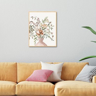 Fine Art Canvas Pink Bouquet & Lilac Bouquet Emb Framed Canvas Wall Art