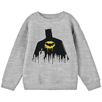 Boys 8-20 Batman Bruce Wayne Gray Long Sleeve Graphic Pullover