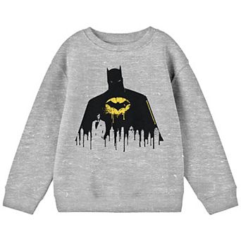 Boys 8-20 Batman Bruce Wayne Gray Long Sleeve Graphic Pullover