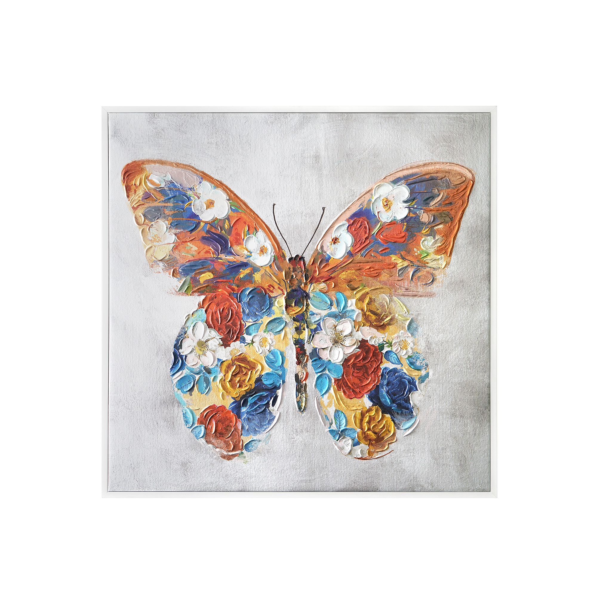 ARTFX Fine Art Papillon Fleurs Floral Canvas Wall Art, Multi
