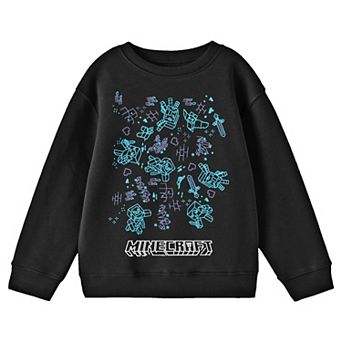 Boys 8-20 Minecraft Game Doodles Long Sleeve Graphic Pullover